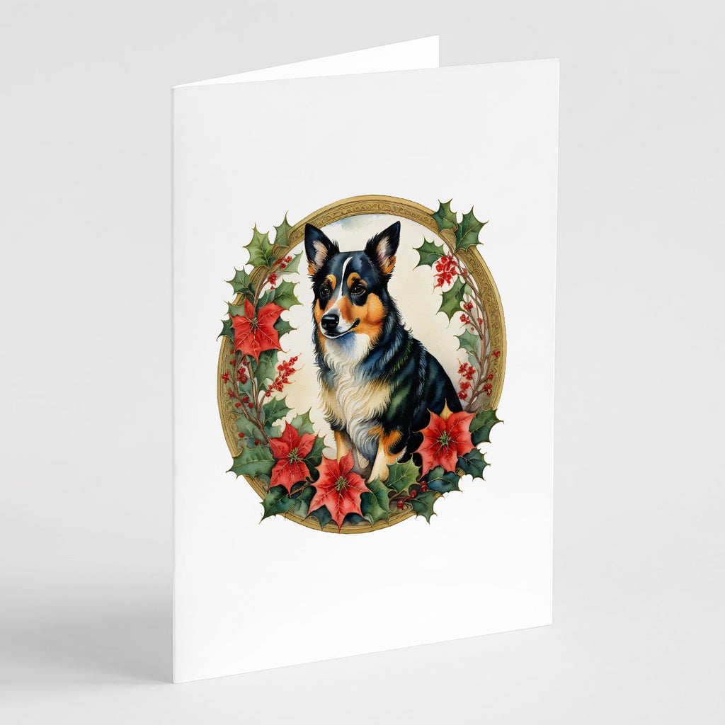 Lancashire Heeler Christmas Flowers Greeting Cards Pack of 8 Blank Cards with Envelopes Whimsical A7 Size 5x7
