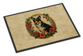 Lancashire Heeler Christmas Flowers Doormat Indoor Outdoor 24H X 36W Front Door Mat Rugs for Entryway, Non Slip Washable Low Pile,