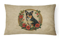Lancashire Heeler Christmas Flowers Decorative Throw Pillow 12x16 Indoor Outdoor Accent Cushion, Fabric Cover with Insert for Sofa, Bed, Porch & Living Room