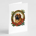Leonberger Christmas Flowers Greeting Cards Pack of 8 Blank Cards with Envelopes Whimsical A7 Size 5x7