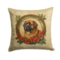 Leonberger Christmas Flowers Decorative Throw Pillow 18x18 Indoor Outdoor Accent Cushion, Fabric Cover with Insert for Sofa, Bed, Porch & Living Room