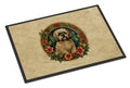 Lhasa Apso Christmas Flowers Doormat Indoor Outdoor 24H X 36W Front Door Mat Rugs for Entryway, Non Slip Washable Low Pile,