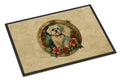 Maltese Christmas Flowers Doormat Indoor Outdoor 18H X 27W Front Door Mat Rugs for Entryway, Non Slip Washable