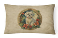 Maltese Christmas Flowers Decorative Throw Pillow 12x16 Indoor Outdoor Accent Cushion, Fabric Cover with Insert for Sofa, Bed, Porch & Living Room