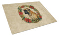 Mastiff Christmas Flowers Cutting Board Tempered Glass Kitchen Cutting Surface, Heat Resistant Chopping, Non-Slip Feet, Food Prep & Serving