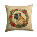 Mastiff Christmas Flowers Decorative Throw Pillow 18x18 Indoor Outdoor Accent Cushion, Fabric Cover with Insert for Sofa, Bed, Porch & Living Room