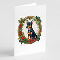 Miniature Pinscher Christmas Flowers Greeting Cards Pack of 8 Blank Cards with Envelopes Whimsical A7 Size 5x7