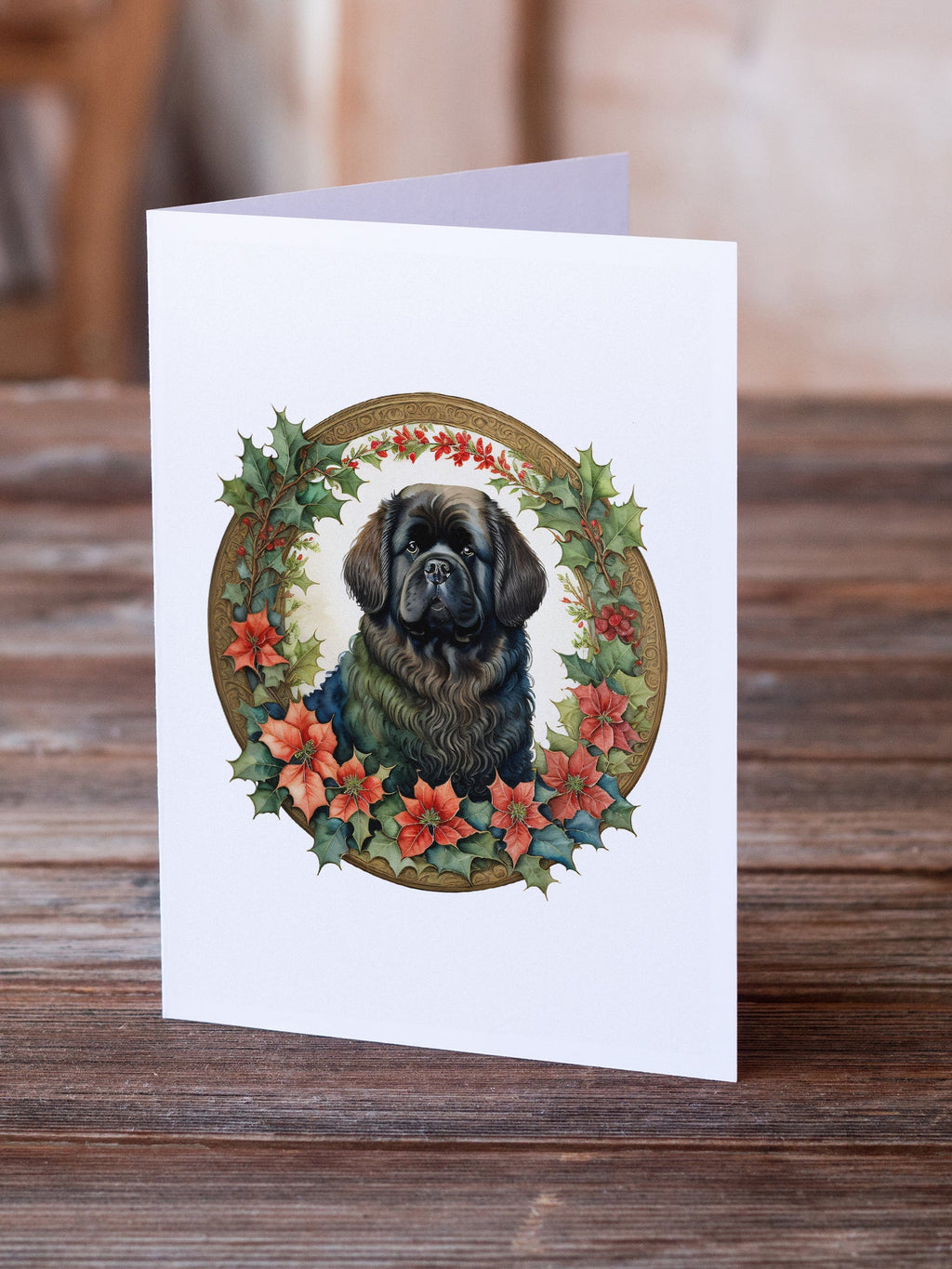 Newfoundland Christmas Flowers Greeting Cards Pack of 8 Blank Cards with Envelopes Whimsical A7 Size 5x7