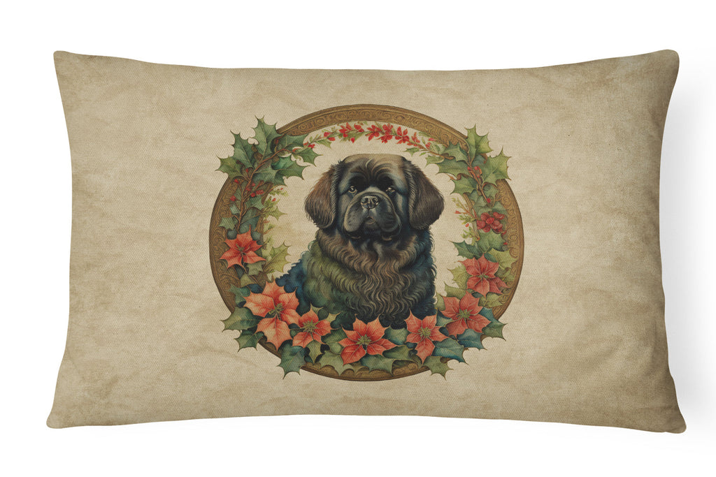 Newfoundland Christmas Flowers Decorative Throw Pillow 12x16 Indoor Outdoor Accent Cushion, Fabric Cover with Insert for Sofa, Bed, Porch & Living Room