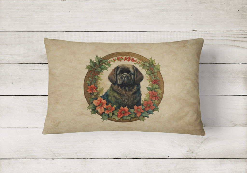 Newfoundland Christmas Flowers Decorative Throw Pillow 12x16 Indoor Outdoor Accent Cushion, Fabric Cover with Insert for Sofa, Bed, Porch & Living Room