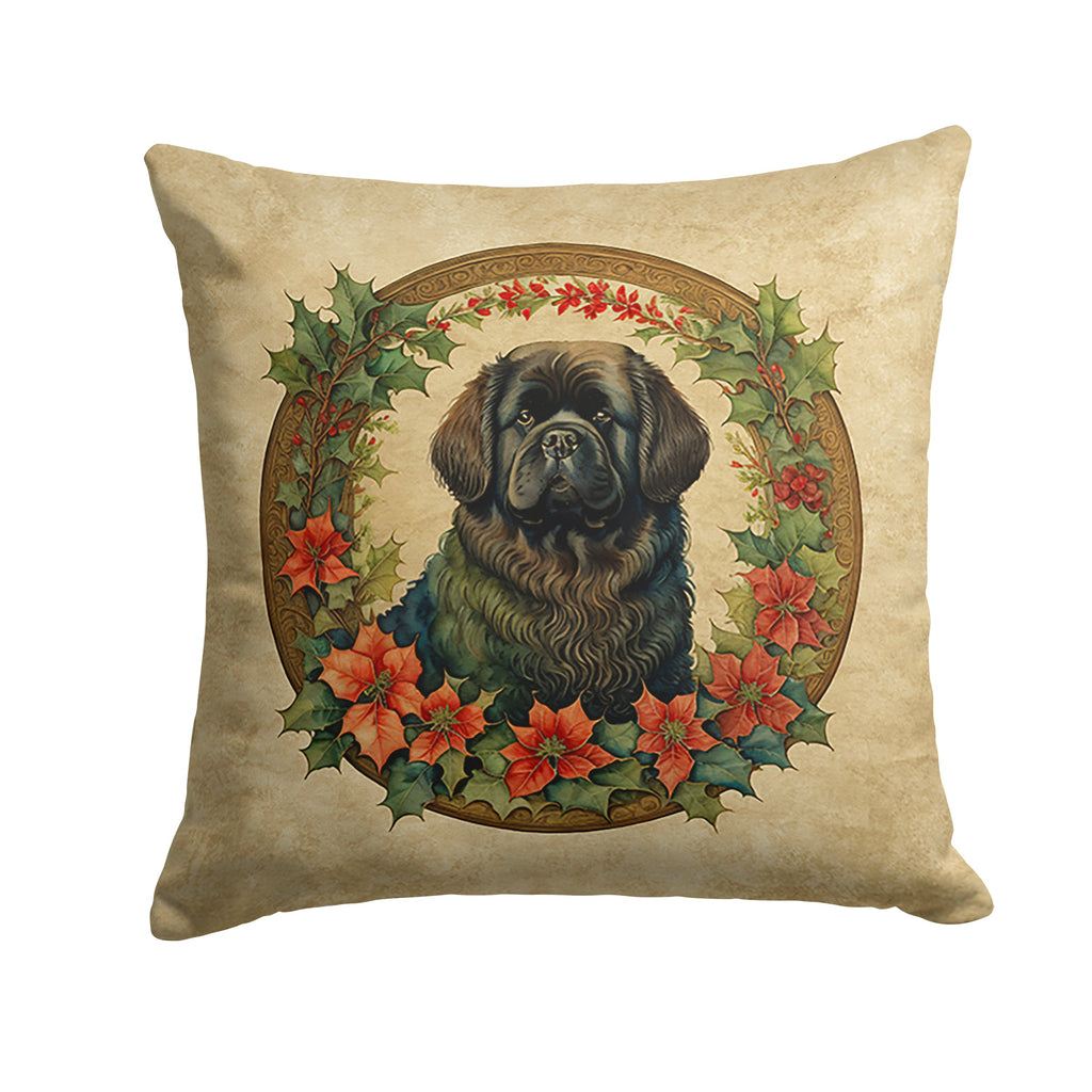 Newfoundland Christmas Flowers Decorative Throw Pillow 14x14 Indoor Outdoor Accent Cushion, Fabric Cover with Insert for Sofa, Bed, Porch & Living Room