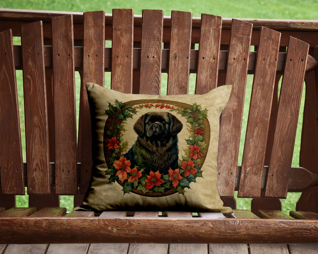 Newfoundland Christmas Flowers Decorative Throw Pillow 14x14 Indoor Outdoor Accent Cushion, Fabric Cover with Insert for Sofa, Bed, Porch & Living Room