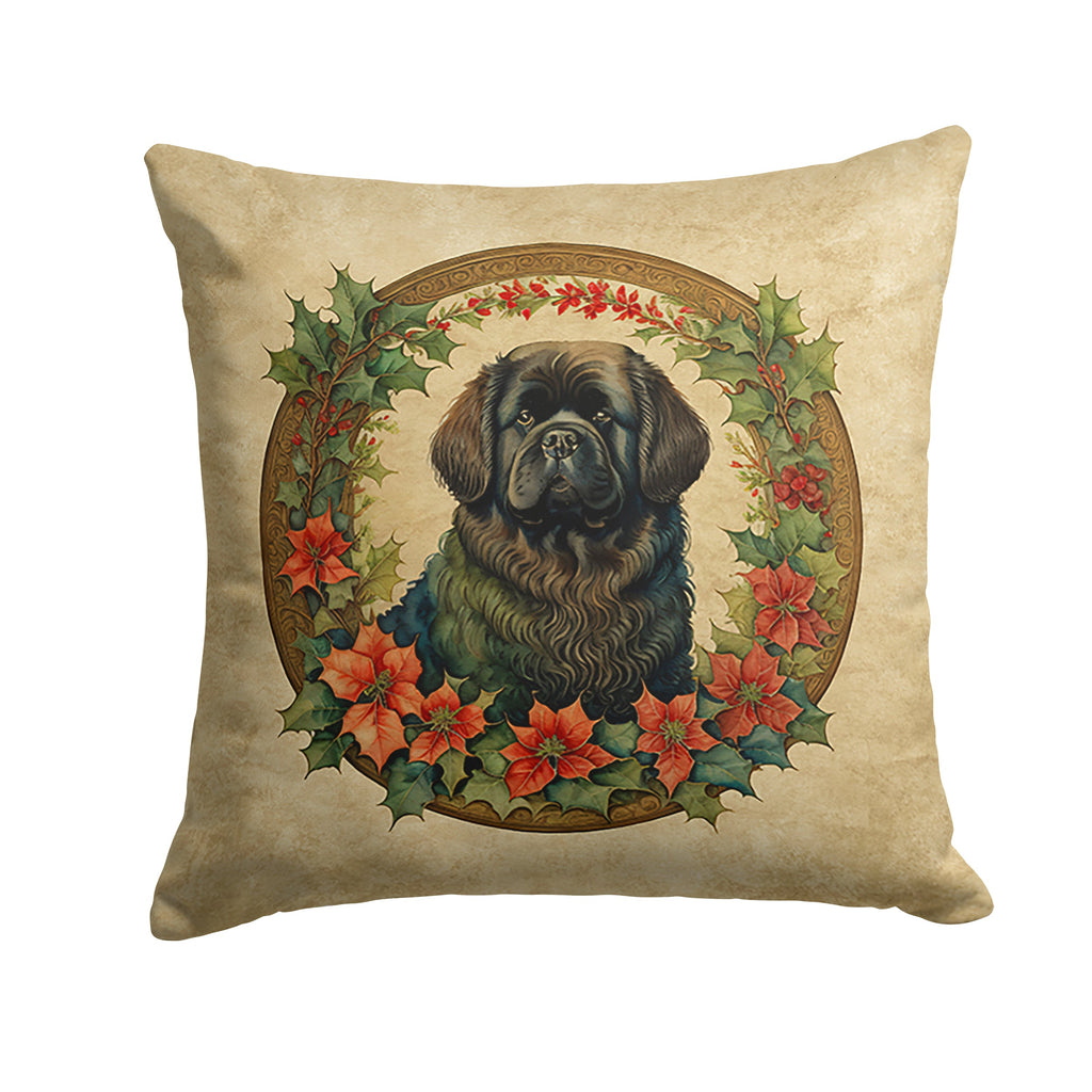 Newfoundland Christmas Flowers Decorative Throw Pillow 18x18 Indoor Outdoor Accent Cushion, Fabric Cover with Insert for Sofa, Bed, Porch & Living Room