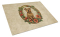 Norfolk Terrier Christmas Flowers Cutting Board Tempered Glass Kitchen Cutting Surface, Heat Resistant Chopping, Non-Slip Feet, Food Prep & Serving