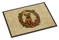 Norfolk Terrier Christmas Flowers Doormat Indoor Outdoor 18H X 27W Front Door Mat Rugs for Entryway, Non Slip Washable