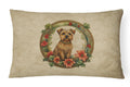 Norfolk Terrier Christmas Flowers Decorative Throw Pillow 12x16 Indoor Outdoor Accent Cushion, Fabric Cover with Insert for Sofa, Bed, Porch & Living Room