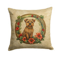 Norfolk Terrier Christmas Flowers Decorative Throw Pillow 14x14 Indoor Outdoor Accent Cushion, Fabric Cover with Insert for Sofa, Bed, Porch & Living Room