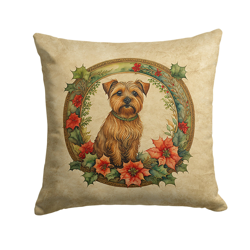 Norfolk Terrier Christmas Flowers Decorative Throw Pillow 18x18 Indoor Outdoor Accent Cushion, Fabric Cover with Insert for Sofa, Bed, Porch & Living Room