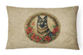Norwegian Elkhound Christmas Flowers Decorative Throw Pillow 12x16 Indoor Outdoor Accent Cushion, Fabric Cover with Insert for Sofa, Bed, Porch & Living Room