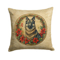 Norwegian Elkhound Christmas Flowers Decorative Throw Pillow 18x18 Indoor Outdoor Accent Cushion, Fabric Cover with Insert for Sofa, Bed, Porch & Living Room