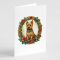 Norwich Terrier Christmas Flowers Greeting Cards Pack of 8 Blank Cards with Envelopes Whimsical A7 Size 5x7