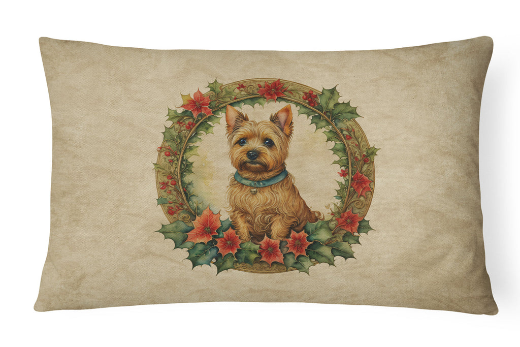 Norwich Terrier Christmas Flowers Decorative Throw Pillow 12x16 Indoor Outdoor Accent Cushion, Fabric Cover with Insert for Sofa, Bed, Porch & Living Room