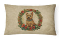 Norwich Terrier Christmas Flowers Decorative Throw Pillow 12x16 Indoor Outdoor Accent Cushion, Fabric Cover with Insert for Sofa, Bed, Porch & Living Room