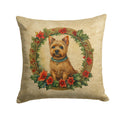 Norwich Terrier Christmas Flowers Decorative Throw Pillow 14x14 Indoor Outdoor Accent Cushion, Fabric Cover with Insert for Sofa, Bed, Porch & Living Room