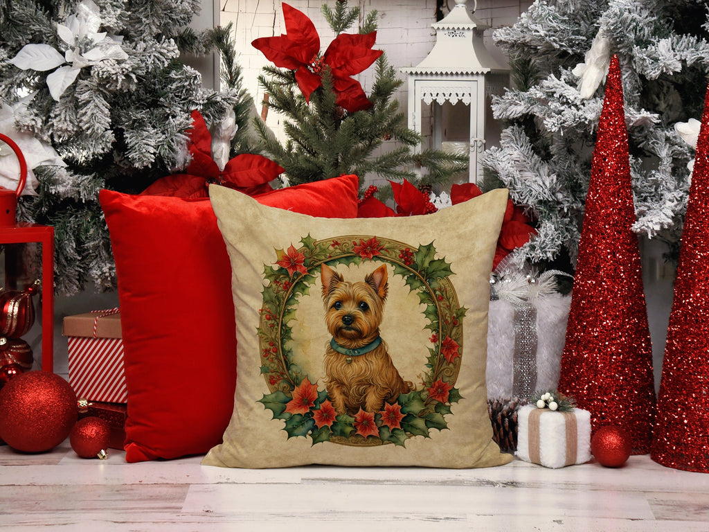 Norwich Terrier Christmas Flowers Decorative Throw Pillow 18x18 Indoor Outdoor Accent Cushion, Fabric Cover with Insert for Sofa, Bed, Porch & Living Room