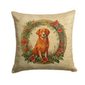 Nova Scotia Duck Tolling Retriever Christmas Flowers Decorative Throw Pillow 18x18 Indoor Outdoor Accent Cushion, Fabric Cover with Insert for Sofa, Bed, Porch & Living Room