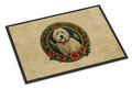 Old English Sheepdog Christmas Flowers Doormat Indoor Outdoor 24H X 36W Front Door Mat Rugs for Entryway, Non Slip Washable Low Pile,