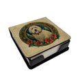 Old English Sheepdog Christmas Flowers PU Leather Note Paper Holder with Artist-Designed Cover, Desk Accessory, Office Gift