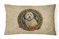 Old English Sheepdog Christmas Flowers Decorative Throw Pillow 12x16 Indoor Outdoor Accent Cushion, Fabric Cover with Insert for Sofa, Bed, Porch & Living Room