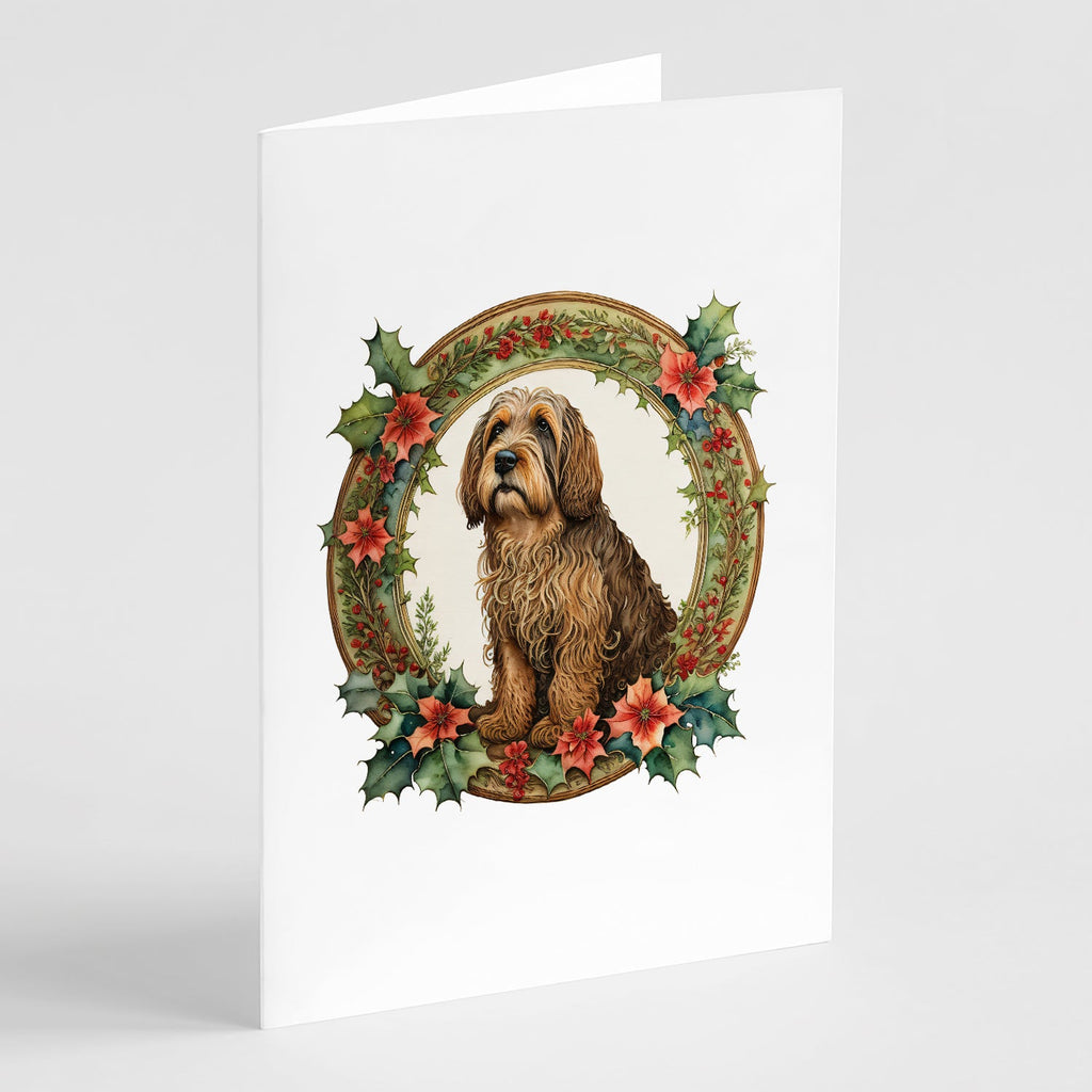 Otterhound Christmas Flowers Greeting Cards Pack of 8 Blank Cards with Envelopes Whimsical A7 Size 5x7