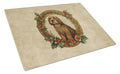 Otterhound Christmas Flowers Cutting Board Tempered Glass Kitchen Cutting Surface, Heat Resistant Chopping, Non-Slip Feet, Food Prep & Serving