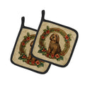 Otterhound Christmas Flowers Pot Holder Set of 2 Heat Resistant Quilted Hot Pads 7.5 x 7.5 Inch, Insulated Kitchen Trivets for Cooking & Baking