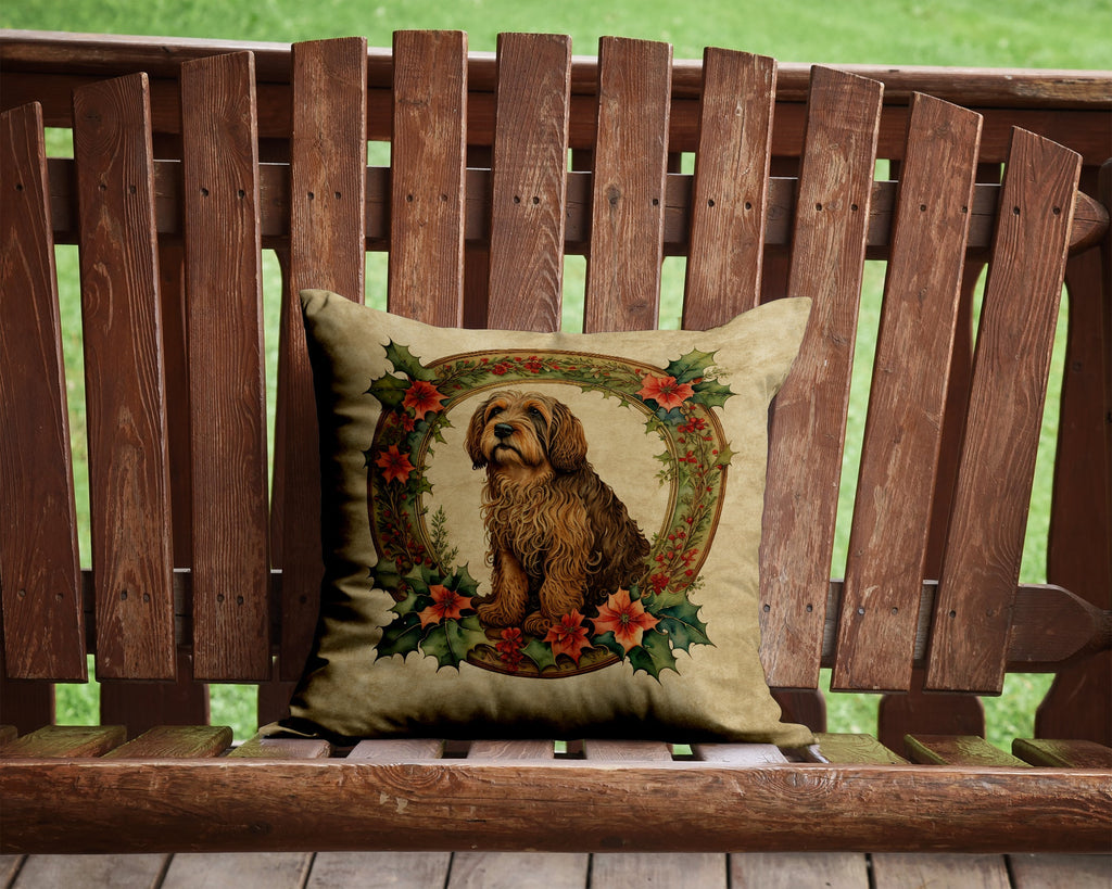 Otterhound Christmas Flowers Decorative Throw Pillow 14x14 Indoor Outdoor Accent Cushion, Fabric Cover with Insert for Sofa, Bed, Porch & Living Room