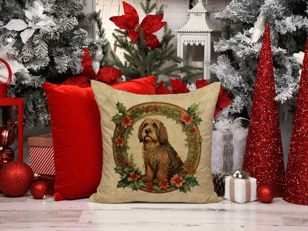 Otterhound Christmas Flowers Decorative Throw Pillow 18x18 Indoor Outdoor Accent Cushion, Fabric Cover with Insert for Sofa, Bed, Porch & Living Room