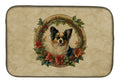 Papillon Christmas Flowers Dish Drying Mat Absorbent Dish Drying Mat Pad for Kitchen Counter Dish Drainer Mat for Countertop, 14 x 21", Multicolor