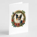 Papillon Christmas Flowers Greeting Cards Pack of 8 Blank Cards with Envelopes Whimsical A7 Size 5x7