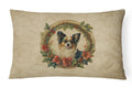 Papillon Christmas Flowers Decorative Throw Pillow 12x16 Indoor Outdoor Accent Cushion, Fabric Cover with Insert for Sofa, Bed, Porch & Living Room