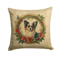 Papillon Christmas Flowers Decorative Throw Pillow 14x14 Indoor Outdoor Accent Cushion, Fabric Cover with Insert for Sofa, Bed, Porch & Living Room