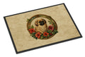 Pekingese Christmas Flowers Doormat Indoor Outdoor 24H X 36W Front Door Mat Rugs for Entryway, Non Slip Washable Low Pile,