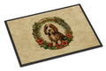 Petit Basset Griffon Vendeen Christmas Flowers Doormat Indoor Outdoor 18H X 27W Front Door Mat Rugs for Entryway, Non Slip Washable