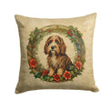 Petit Basset Griffon Vendeen Christmas Flowers Decorative Throw Pillow 14x14 Indoor Outdoor Accent Cushion, Fabric Cover with Insert for Sofa, Bed, Porch & Living Room