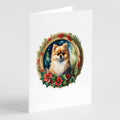 Pomeranian Christmas Flowers Greeting Cards Pack of 8 Blank Cards with Envelopes Whimsical A7 Size 5x7