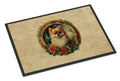 Pomeranian Christmas Flowers Doormat Indoor Outdoor 24H X 36W Front Door Mat Rugs for Entryway, Non Slip Washable Low Pile,