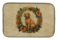 Poodle Christmas Flowers Dish Drying Mat Absorbent Dish Drying Mat Pad for Kitchen Counter Dish Drainer Mat for Countertop, 14 x 21", Multicolor
