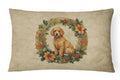 Poodle Christmas Flowers Decorative Throw Pillow 12x16 Indoor Outdoor Accent Cushion, Fabric Cover with Insert for Sofa, Bed, Porch & Living Room