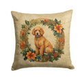 Poodle Christmas Flowers Decorative Throw Pillow 14x14 Indoor Outdoor Accent Cushion, Fabric Cover with Insert for Sofa, Bed, Porch & Living Room